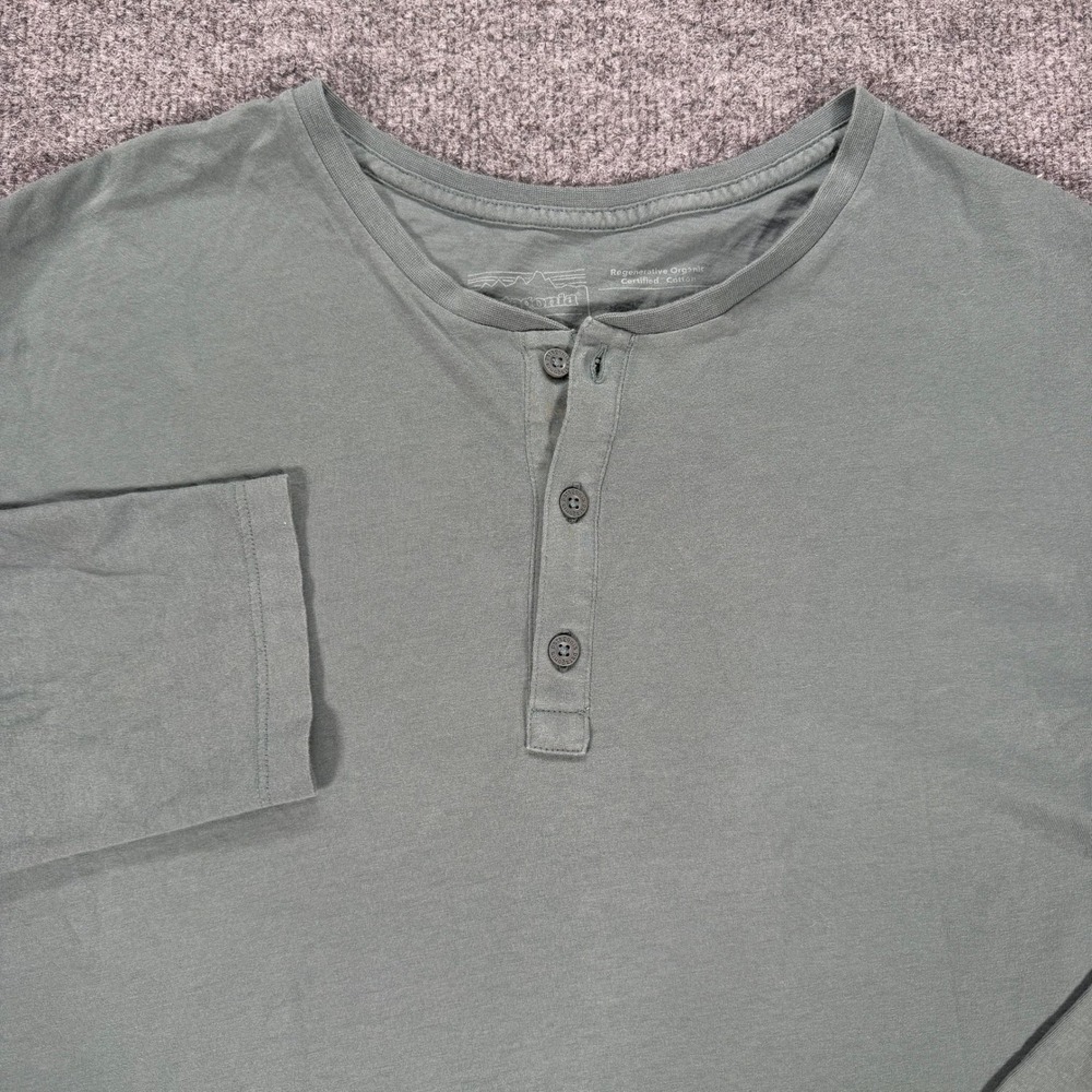 Patagonia Mens Long Sleeve Henley Shirt Organic Cotton Sage Green XL #4153